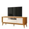 Rack Para Sala Ripado 1.8 Para TV 75 Pol Brunt EAX Móveis Cedro/Off White