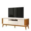 Rack Para Sala Ripado 1.8 Para TV 75 Pol Brunt EAX Móveis Off White/Cedro