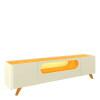 Rack Com LED Pra TV 75 Polegadas Design Exclusivo 210cm Nobre Pés de Madeira Gelius Off White