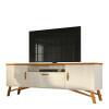 Rack Retro 180cm Para Sala TV 75 Polegadas Soggiorno EAX Móveis Off White/Cedro