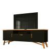 Rack Retro 180cm Para Sala TV 75 Polegadas Soggiorno EAX Móveis Preto/Cedro