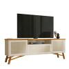 Rack Para Sala 180cm Com Rattan TV 75 Polegadas Dante EAX Móveis Off White/Cedro