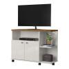 Rack Pequeno Para TV 32 Polegadas 90cm Lisboa Lukaliam Off White/Jequitiba