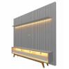 Rack Requinte Pés Madeira com Painel Ripado Nobre 230cm LED TV 85 Polegadas Gelius Cinza/Off White