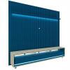 Rack Requinte Pés Rodízios com Painel Ripado Nobre 230cm LED TV 85 Polegadas Gelius Azul/Off White