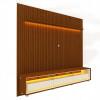 Rack Requinte Pés Rodízios com Painel Ripado Nobre 230cm LED TV 85 Polegadas Gelius Castanho/Off White