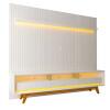 Rack Requinte Pés Madeira com Painel Ripado Nobre 230cm LED TV 85 Polegadas Gelius Branco
