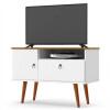Rack Pequeno Retrô TV 32 Polegadas 90cm Yan Patrimar Branco/Cumaru