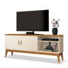 Rack Sala Estar 160cm TV 60 Polegadas Gara EAX Móveis Off White/Cedro