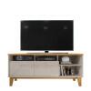 Rack Bancada Sala Para TV 50 Polegadas 136cm Tauros Lukaliam Off White Perolizado/Tauari