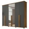 Guarda Roupa Casal 263cm 6 Portas Com Espelho Amsterdã RV Móveis Cinamomo/Grafite