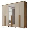 Guarda Roupa Casal 263cm 6 Portas Com Espelho Amsterdã RV Móveis Cinamomo/Off White
