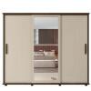 Guarda Roupa Casal Portas de Correr 271cm com Espelho Espanha RV Móveis Freijo/Off White