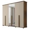 Guarda Roupa 6 Portas com Espelho 271cm Estrela RV Móveis Freijo/Off White