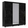Guarda Roupa Casal Grande Espelhado 3 Portas Imperial Gelius Preto/Nero