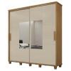Guarda Roupa Casal 228cm Portas Correr Com Espelho Monte Carlo RV Móveis Cinamomo/Off White
