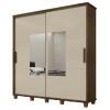 Guarda Roupa Casal 228cm Portas Correr Com Espelho Monte Carlo RV Móveis Freijo/Off White