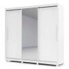 Guarda Roupa Grande Casal 3 Portas Correr 1 Porta de Espelho e Pés 228x226 Royale Gelius Branco