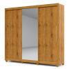 Guarda Roupa Grande Casal 3 Portas Correr 1 Porta de Espelho e Pés 228x226 Royale Gelius Madeirado