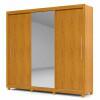 Guarda Roupa Grande Casal 3 Portas Correr 1 Porta de Espelho e Pés 228x226 Royale Gelius Naturale