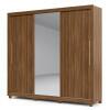 Guarda Roupa Casal Solteiro 3 Portas Correr 1 Porta de Espelho e Pés 228cm Royale Gelius Nogueira