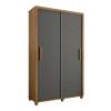 Guarda Roupa Pequeno 136cm Solteiro 2 Portas Correr Suécia RV Móveis Cinamomo/Grafite
