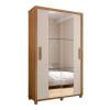 Guarda Roupa 136cm Solteiro 2 Portas Correr Com Espelho Suécia RV Móveis Cinamomo/Off White