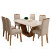 Conjunto Mesa Jantar com 06 Cadeiras Diamante RV Móveis Cinamomo/Off White/Pena Caramelo