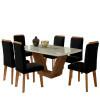 Conjunto Mesa Jantar com 06 Cadeiras Diamante RV Móveis Cinamomo/Grafite/Preto