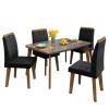 Conjunto Mesa de Jantar Tampo Vidro Com 04 Cadeiras 120x90 Jade RV Móveis Grafite/Preto