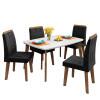 Conjunto Mesa de Jantar Tampo Vidro Com 04 Cadeiras 120x90 Jade RV Móveis Off White/Preto