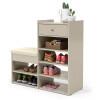 Sapateira com Banco Almofadado 1 Gaveta 5 Prateleiras Hall Patrimar Off White