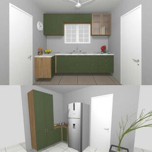 Projeto Cozinha Modulada 2 Ambientes Ariane Robel Hanover/Salvia