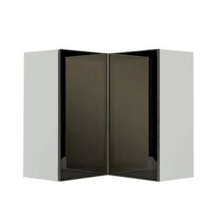 Módulo Armário Aéreo Canto L 88x76x34cm Vidro Reflecta 100% MDF Cozinha Provence Robel Branco