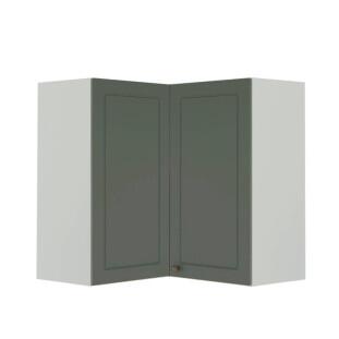 Módulo Armário Aéreo Canto L 88x76x34cm 100% MDF Cozinha Provence Robel Branco/Salvia Matte