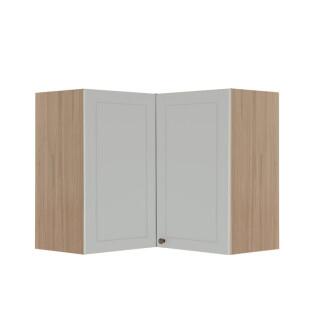 Módulo Armário Aéreo Canto L 68x76x34cm 100% MDF Cozinha Provence Robel Hanover/Branco Matte