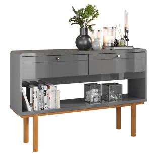 Aparador Sala 2 Portas 125cm Catar Lukaliam Cinza Perolizado/Tauari