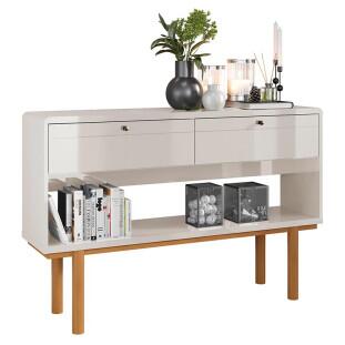 Aparador Sala 2 Portas 125cm Catar Lukaliam Off White Perolizado/Tauari