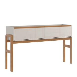 Aparador Moderno 2 Gavetas Pés Madeira 143cm Elegance Lukaliam Off Whte/Jequitiba