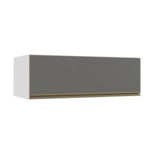 Módulo Armário Aéreo 120cm Porta Basculante 100% MDF Cozinha Modulada Gold J Robel Branco/Cinza Matte