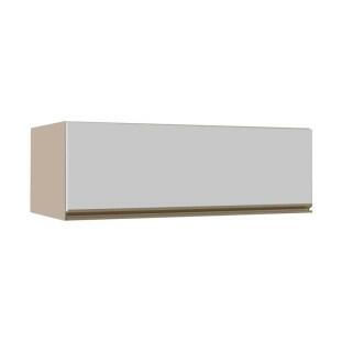 Módulo Armário Aéreo 120cm Porta Basculante 100% MDF Cozinha Modulada Gold J Robel Fendi/Branco Matte