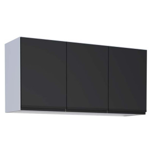Armário Aéreo Aço 3 Portas 115x55x32cm Cozinha Gaia 120 Cozimax Preto