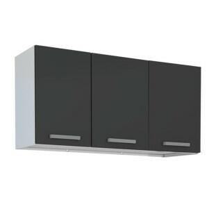 Armário Aéreo de Cozinha 3 Portas Eros Flat 120 Cozimax Preto
