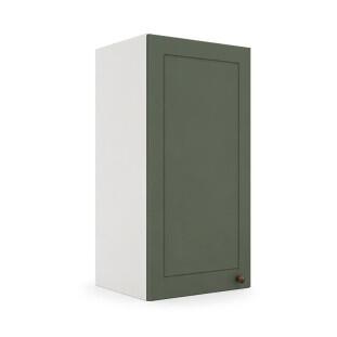 Módulo Armário Aéreo 30x68x34cm 1 Porta 100% MDF Cozinha Provence Robel Branco/Sálvia Matte
