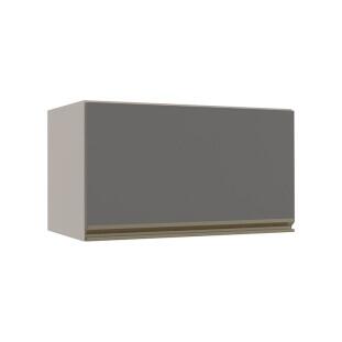 Módulo Armário Aéreo 60cm Porta Basculante 100% MDF Cozinha Modulada Gold Robel Fendi/Cinza