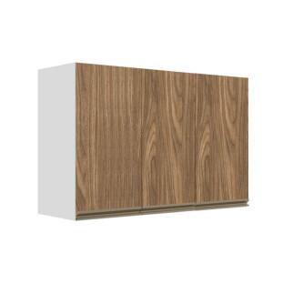 Módulo Armário Aéreo 68x120x34cm 3 Portas 100% MDF Cozinha Modulada Gold J Robel Branco/Amendoeira BP Módulo Armário Aéreo 68x120x34cm 3 Portas 100% MDF Cozinha Modulada Gold J Robel Branco/Amendoeira BP