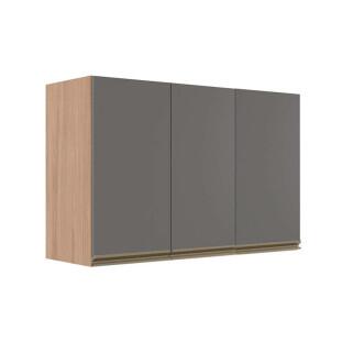 Módulo Armário Aéreo 68x120x34cm  3 Portas 100% MDF Cozinha Modulada Gold J Robel Hanover/Cinza Matte Módulo Armário Aéreo 68x120x34cm  3 Portas 100% MDF Cozinha Modulada Gold J Robel Hanover/Cinza Matte