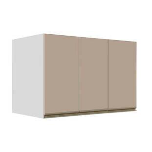 Módulo Armário Aéreo 68x120x56cm 3 Portas 100% MDF Cozinha Modulada Gold J Robel Branco/Fendi Matte