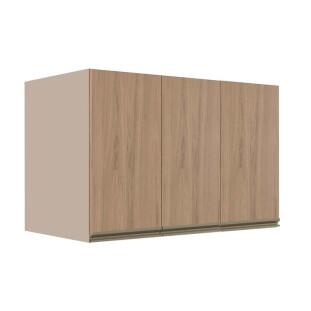 Módulo Armário Aéreo 68x120x56cm 3 Portas 100% MDF Cozinha Modulada Gold J Robel Fendi/Hanover