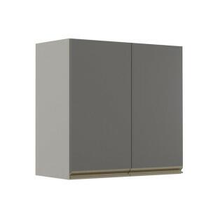 Módulo Armário Aéreo 68x70 2 Portas 100% MDF Cozinha Modulada Gold Robel Fendi/Cinza